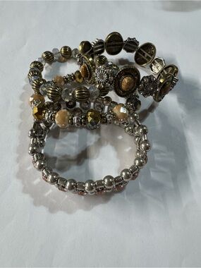 Shyanne Gold and Silver Tone Stacked Stretch Bracelet Set